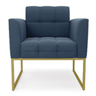 Kit 2 Poltronas Elisa Suede Base Metálica Industrial Dourado