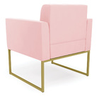 Kit 2 Poltronas Elisa Suede Base Metálica Industrial Dourado