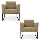 Kit 2 Poltronas Elisa Suede Base Metálica Industrial Preto D0