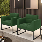 Kit 2 Poltronas Elisa Suede Base Metálica Industrial Preto D0