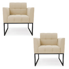 Kit 2 Poltronas Elisa Suede Base Metálica Industrial Preto D0