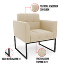 Kit 2 Poltronas Elisa Suede Base Metálica Industrial Preto D0