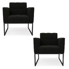Kit 2 Poltronas Elisa Suede Base Metálica Industrial Preto D0