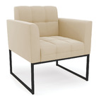 Kit 2 Poltronas Elisa Suede Bege Base Metálica Industrial Pre