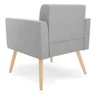 Kit 2 Poltronas Elisa Suede Cinza Pés Palito Natural D03 - D'