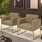 Kit 2 Poltronas Elisa Suede Marrom Rato Base Metálica Industr