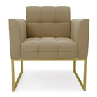 Kit 2 Poltronas Elisa Suede Marrom Rato Base Metálica Industr