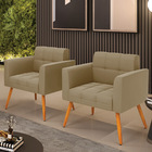 Kit 2 Poltronas Elisa Suede Pés Palito Castanho D03 - D'rossi