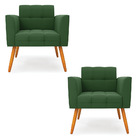 Kit 2 Poltronas Elisa Suede Pés Palito Castanho D03 - D'rossi