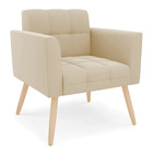 Kit 2 Poltronas Elisa Suede Pés Palito Natural D03 - D'rossi