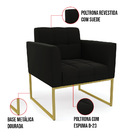 Kit 2 Poltronas Elisa Suede Preto Base Metálica Industrial Do