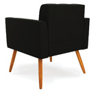 Kit 2 Poltronas Elisa Suede Preto Pés Palito Castanho D03 - D