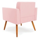 Kit 2 Poltronas Elisa Suede Rosa Bebê Pés Palito Castanho D03