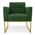 Kit 2 Poltronas Elisa Suede Verde Base Metálica Industrial Do