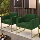 Kit 2 Poltronas Elisa Suede Verde Base Metálica Industrial Do