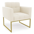 Kit 2 Poltronas Elisa Veludo Base Metálica Industrial Dourado