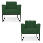 Kit 2 Poltronas Elisa Veludo Base Metálica Industrial Preto D