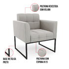 Kit 2 Poltronas Elisa Veludo Base Metálica Industrial Preto D