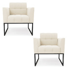 Kit 2 Poltronas Elisa Veludo Base Metálica Industrial Preto D