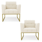 Kit 2 Poltronas Elisa Veludo Bege Base Metálica Industrial Do