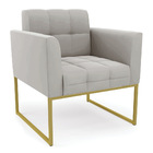 Kit 2 Poltronas Elisa Veludo Cinza Base Metálica Industrial D