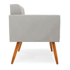 Kit 2 Poltronas Elisa Veludo Cinza Pés Palito Castanho D03 -