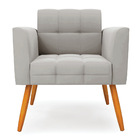 Kit 2 Poltronas Elisa Veludo Cinza Pés Palito Castanho D03 -