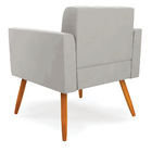 Kit 2 Poltronas Elisa Veludo Cinza Pés Palito Castanho D03 -