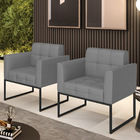 Kit 2 Poltronas Elisa Veludo Luxo Base Metálica Industrial Pr