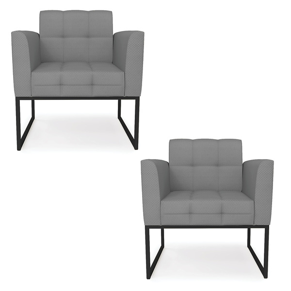 Kit 2 Poltronas Elisa Veludo Luxo Base Metálica Industrial Pr