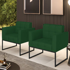 Kit 2 Poltronas Elisa Veludo Luxo Base Metálica Industrial Pr