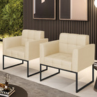 Kit 2 Poltronas Elisa Veludo Luxo Base Metálica Industrial Pr