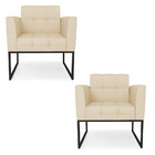 Kit 2 Poltronas Elisa Veludo Luxo Base Metálica Industrial Pr