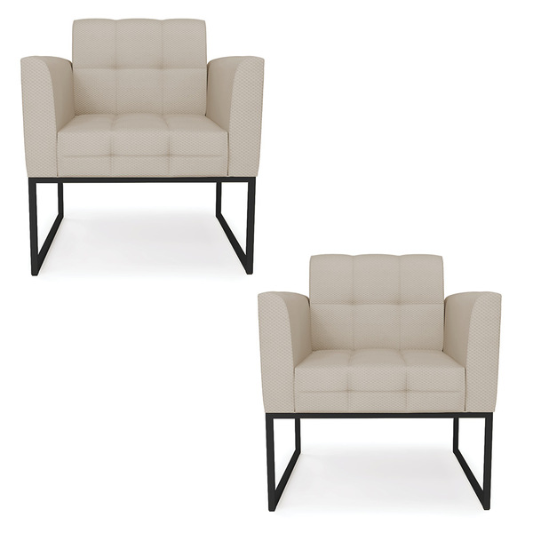 Kit 2 Poltronas Elisa Veludo Luxo Base Metálica Industrial Pr