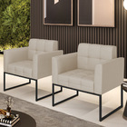 Kit 2 Poltronas Elisa Veludo Luxo Base Metálica Industrial Pr