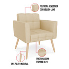 Kit 2 Poltronas Elisa Veludo Luxo Off White A129 Pés Palito N