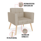 Kit 2 Poltronas Elisa Veludo Luxo Pés Palito Natural - D'ross