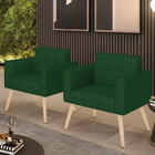 Kit 2 Poltronas Elisa Veludo Luxo Verde A136 Pés Palito Natur