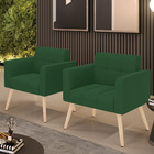 Kit 2 Poltronas Elisa Veludo Pés Palito Natural D03 - D'rossi