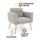 Kit 2 Poltronas Elisa Veludo Pés Palito Natural D03 - D'rossi