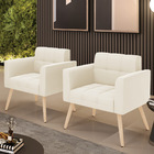 Kit 2 Poltronas Elisa Veludo Pés Palito Natural D03 - D'rossi