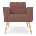 Kit 2 Poltronas Elisa Veludo Pés Palito Natural D03 - D'rossi