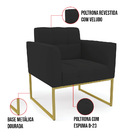 Kit 2 Poltronas Elisa Veludo Preto Base Metálica Industrial D