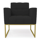 Kit 2 Poltronas Elisa Veludo Preto Base Metálica Industrial D