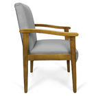 Kit 2 Poltronas Eloisa Suede Base De Madeira Castanho - Cinza