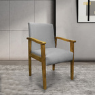 Kit 2 Poltronas Eloisa Suede Base De Madeira Castanho - Cinza