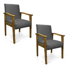 Kit 2 Poltronas Eloisa Suede Base De Madeira Castanho - Grafi