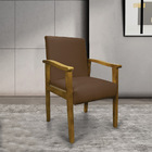 Kit 2 Poltronas Eloisa Suede Base De Madeira Castanho - Marrom