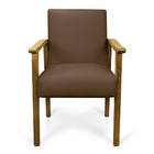 Kit 2 Poltronas Eloisa Suede Marrom Base De Madeira Castanho