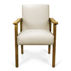 Kit 2 Poltronas Eloisa Veludo Base De Madeira Castanho - Bege